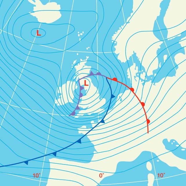 Weerkaart van een zware winterstorm