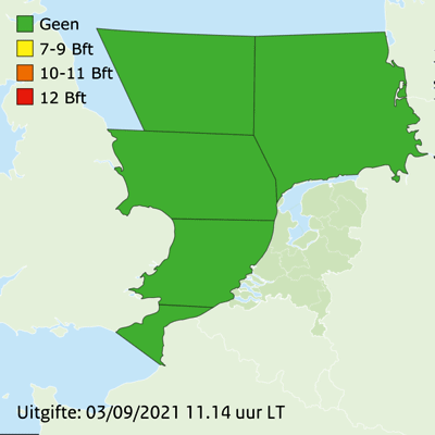 Klik op het 'i'-tje voor Uitleg of op een van de regio's voor de regionale waarschuwing Waarschuwingskaartje met regio's voor Nederland